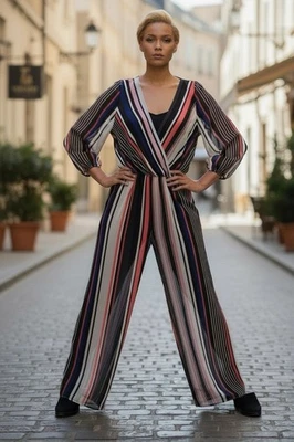 Express женщин размер XL цельный брючный костюм комбинезон мульти полоски W/подкладка читать - Изображение 1 из 4