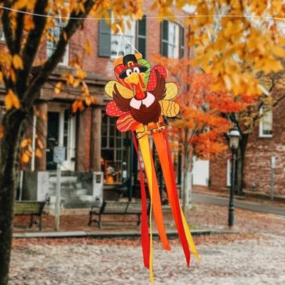  Thanksgiving Windsock - 40 Inch Turkey Windsock for Fall Outdoor Decorations  - Image 1 of 4