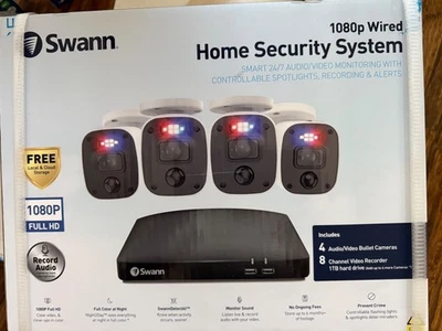swann home security system 1080P, 4 cameras, 8 channels - Image 1 of 2
