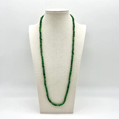 Collar de cuentas de vidrio verde vintage hilo largo joyería de moda Foto 1 de 4