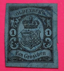 German, Oldenburg,6Gr, Black On Blueissue 1859 ..Used(1707-1) - Picture 1 of 2