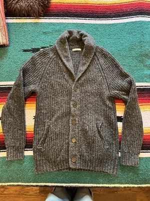Men’s Marine Layer Shawl Collar Wool Blend Cardigan Sweater, Gray, Small - Image 1 of 4