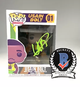 USAIN BOLT SIGNED AUTOGRAMM OLYMPIADE FUNKO POP O1 BECKETT BAS COA JAMAIKA - Bild 1 von 3