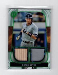 2022 Topps Tribute Dual Relic Green Derek Jeter Jersey Bat 46/99