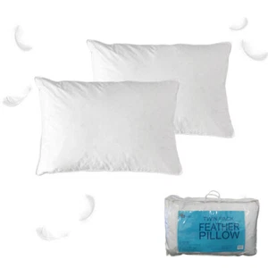 Pack of 2 Standard Machine Washable Feather Pillows 45 x 70 +13 cm - Picture 1 of 3