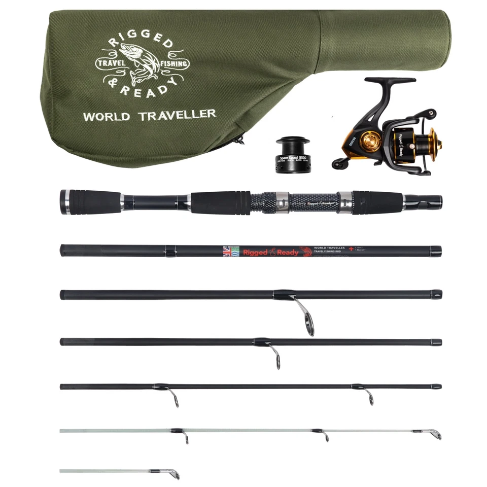 World Traveler Compact Travel Fishing Rod-Reel-Case combo Spin & General Fishing - Image 1 of 4