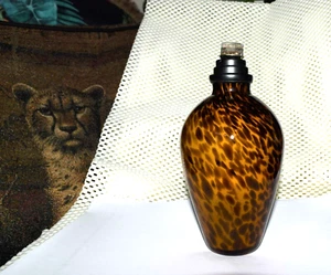 VINTAGE MURANO GLASS OIL LAMP AMBER Brown - Picture 1 of 8