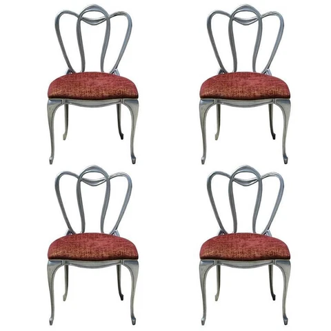Hollywood Regency Period Art Nouveau Revival Aluminum Chair Set Cover