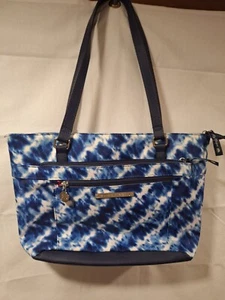 Lily bloom purse handbag tote Tie dye Blue. There are 6 pockets in this tote. - Picture 1 of 8