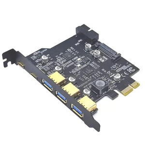 USB 3.2 GEN1 PCI-E Expansion Card 5 Port 2*Type-C 3*USB-A 19 Pin Adapter 5Gbps - Picture 1 of 5