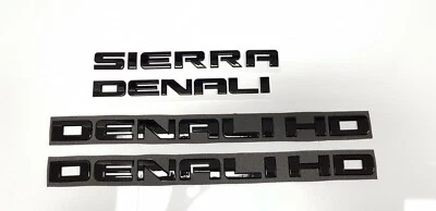 4PCS Gloss Black GMC SIERRA DENALI HD Duramax 2500HD 3500HD Letters Emblem Badge - Image 1 of 4