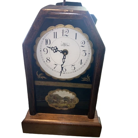 Vintage Wuersch Key Wind Mantle Clock Model 130-627 Steeple Mechanical Movement Cover