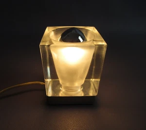 Modernized Metal Base Ice Effect Glass Cube Table Lamp XX Sec. - Picture 1 of 18