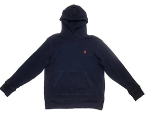 Polo Ralph Lauren Hoodie Youth Boys M (10-12) Navy Waffle Knit Thermal Red Pony - Picture 1 of 6
