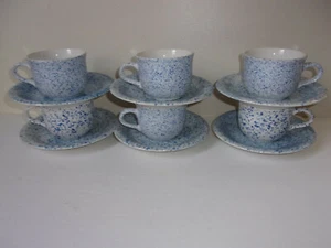 6er Set Karneval Spritzer Steinzeug Schiefer Blau Tassen & Untertassen - Japan - Bild 1 von 9