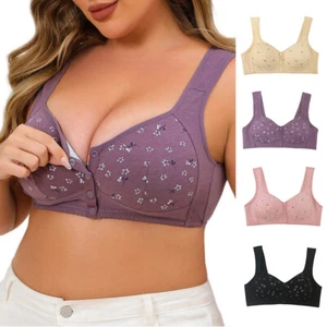 Wireless Bras Push Up Full Cotton Bralette Front Closure Bra for Women Underwear - Picture 1 of 29