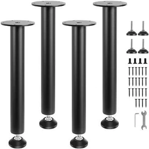 VEVOR 0.4M Solid Steel Adjustable Desk Legs Office Table Furniture 4 pcs Black - Picture 1 of 7