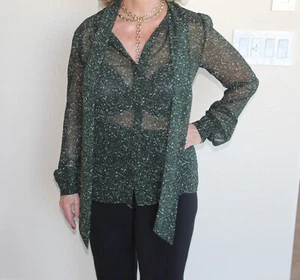 Michael Kors Georgette Blouse Size XS. Rare Gorgeous Colors-Green, Black, White - Picture 1 of 12