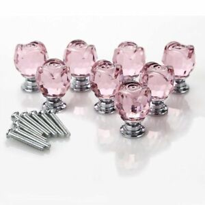 Pink Rose Crystals Furniture Handles Door Knobs Woodworking Drawer Cabinet Pulls