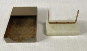 Accesorios de escritorio vintage portatarjetas de latón macizo con mármol? - Imagen 1 de 13