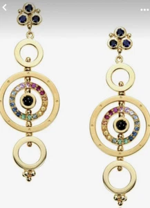 TEMPLE ST CLAIR 18K Gold Sapphire, Tsavorite, Diamond Drop Earrings - Picture 1 of 7