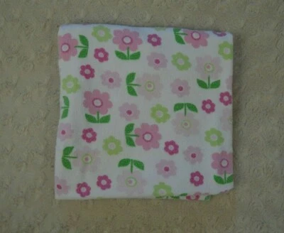 Just One Year by Carter's Pink Floral Baby Receiving Blanket Flannel White Green - Image 1 of 4