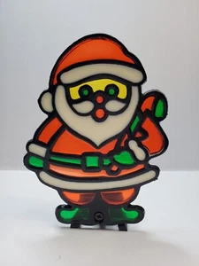 Vintage Tiffany Style Candle Holder Christmas Santa Stained Glass W/ Box - Picture 1 of 7