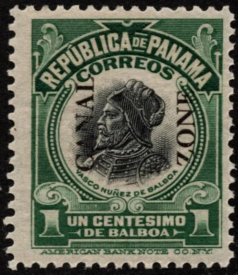 Canal Zone Stamp Scott # 46 Mint NH 1 Cent Green & Black Type III Overprint Cert - Image 1 of 2