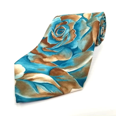 Corbata De Colección Geoffrey Beene Lujo Azul Floral Estampado Rosa EE. UU. 53" X 3,75" Foto 1 de 4