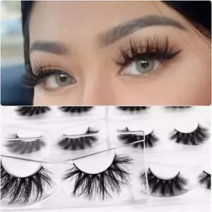 10 pairs 3D Faux Mink Eyelashes Handmade Long Thick Wispy Mega Volume - Picture 1 of 10