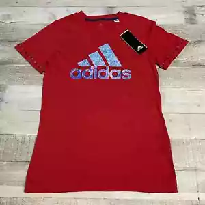 adidas Women's Badge of Sport Cotton Logo T-Shirt Scarlet, Scarlet, Red, S - Picture 1 of 3
