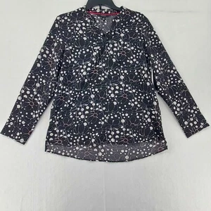 Isaac Mizrahi Damen Blumenmuster Bindekragen schwarz Bluse Top Größe Medium - Bild 1 von 12