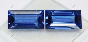 Emerald Shape 18 Carat NATURAL Blue Sapphire CERTIFIED Loose Gemstone Pair - Picture 1 of 9