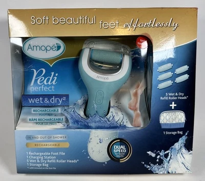 Amopé PEDÍ PERFECT Wet & Dry Rechargeable Foot File Collection (blue) - NEW! - Image 1 of 4