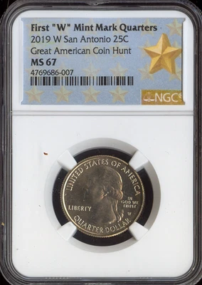 2019 W SAN ANTONIO STAR QUARTER NGC MS67 PQ SPOTLESS  . - Image 1 of 2