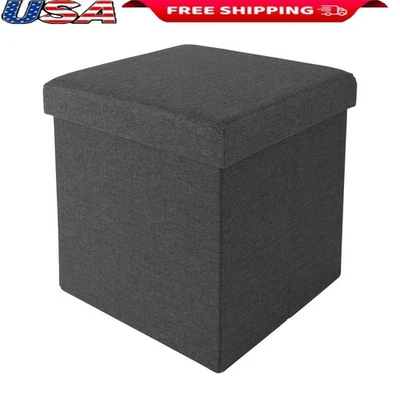 Foldable Storage Ottoman Cube W/ Cushioned Lid Organizing Toys Blankets New - Image 1 of 4