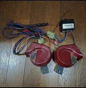 USED MITSUBA Arena III Red Horn Set with Wiring Japan Genuine Tested - Picture 1 of 4