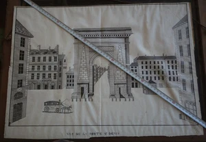 alte Zeichnung 17. Jh. Architekt Paris Porte de Saint Denis Feder Tinte zieht Linie - Bild 1 von 12