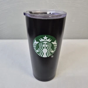 STARBUCKS 2018 Metal Tumbler Matte Black w/ Green Logo 20oz VGC - Picture 1 of 7