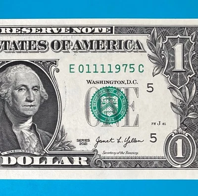 January 11, 1975 (E 01111975 C) BIRTHDAY $1 One Dollar Bill *UNC* - Image 1 of 4