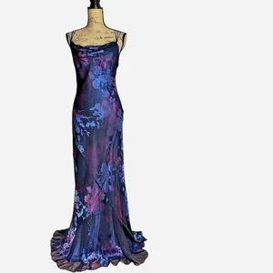 VTG 90s Y2K Monsoon Long Dual Toned Bias Cut Evening Dress UK 8/10 (US 6) - Picture 1 of 13