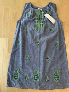Peek Girl’sChambray Paisley Embroidered Sleeveless Dress 100% Cotton  M(6-7) NWT - Picture 1 of 6