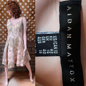 AIDAN MATTOX fabelhaftes Pfirsich und Gold Reifrock KLEID Größe 10 - Bild 1 von 18