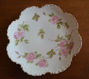 Antique MONBIJOU R.C. Crown Porcelain Plate Bavaria 9 7/8" Ruffled Gold Edge - Picture 1 of 11