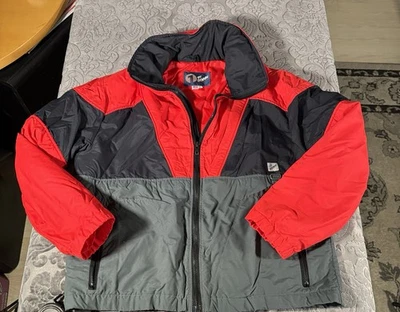 Chaqueta impermeable First Down vintage con cremallera completa roja para hombre talla grande de EE. UU. Foto 1 de 4