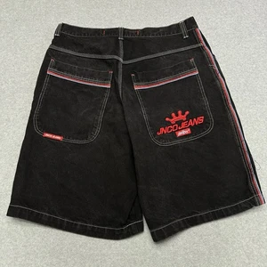 Vintage JNCO JEANS schwarz gestreift Crown Jean Shorts Jorts Y2K Gr. 36 Baggy Skate - Bild 1 von 10