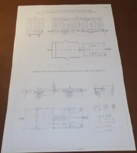 1871 Sketch / TIMBER-TRUCK, & NARROW-GAUGE CARRIAGE, Norwegian Railway, NORWAY - Picture 1 of 1