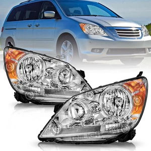 For 2005-2010 Honda Odyssey OE Style Chrome Amber Headlights Assembly Pair 05-10 - Picture 1 of 7
