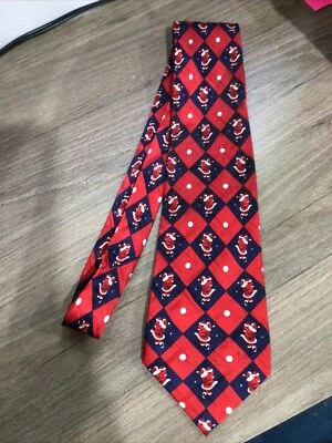 2002 American Greetings Men's Silk Red Christmas Holiday Multicolor Neck Tie *C - Изображение 1 из 3