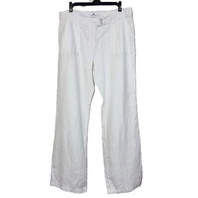 VINEYARD VINES 100% LINEN WHITE CARGO WIDE LEG PANTS POCKETS RESORTWEAR 10 - Image 1 of 4